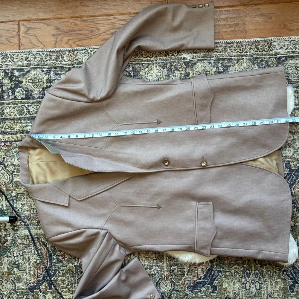 Circle S Ranch Western Blazer 44L Tan USA Gold Needle Cowboy Jacket Vintage